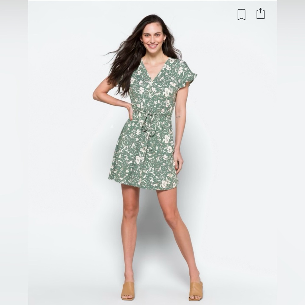 French Grey Delia Flutter Sleeve Dress